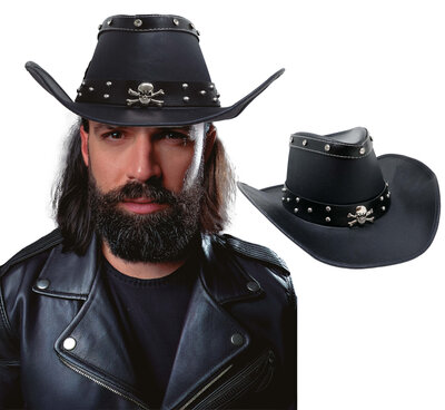 Koženkový klobúk s lebkou, rocker