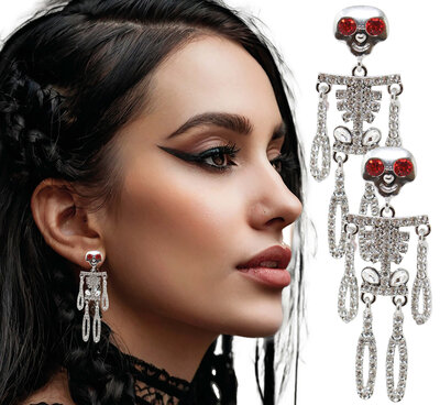 Náušnice s kostrou, 6,5 cm