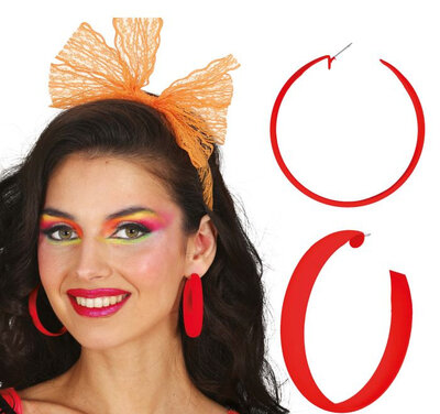 Neónové okrúhle náušnice, 80. roky