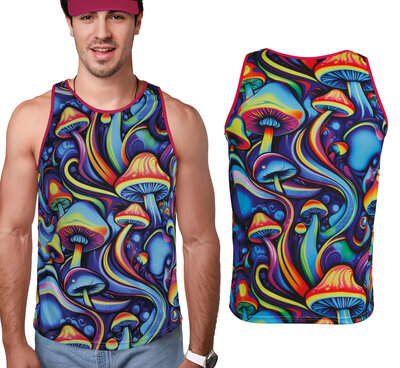 Pánske psychedelické festivalové tielko s hubkami