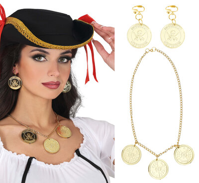 Pirátsky náhrdelník s náušnicami