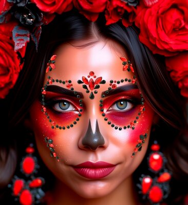 Dia de los muertos samolepiace kamienky, červené a čierne