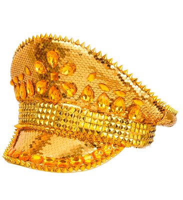 Zlatá kapitánska čiapka s flitrami