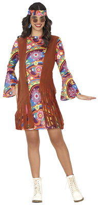 Dámske hippie šaty s vestou, 60. roky 20. storočia