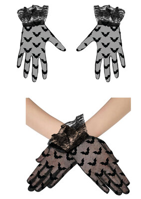 Dámske čipkované rukavice s netopiermi, 22 cm