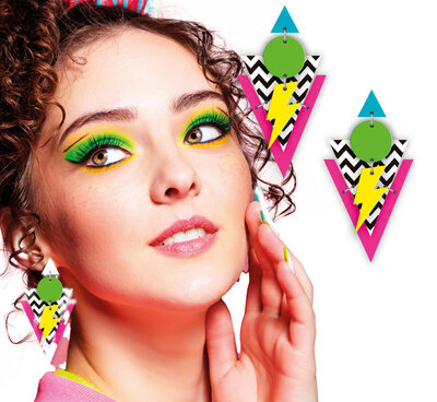 Dámske retro farebné náušnice, 80. roky