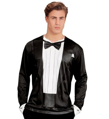 Pánske tričko s dlhým rukávom, smokingová potlač