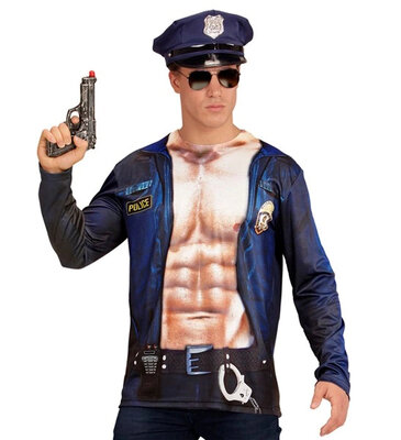 Pánske tričko s potlačou svalnatého policajta