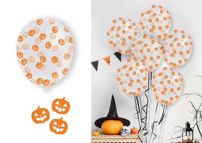 Sada 10 konfetových balónov v tvare tekvice