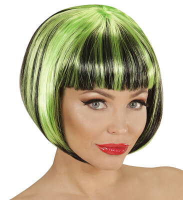 Dámska mikádo parochňa s ofinou čierna a zelená