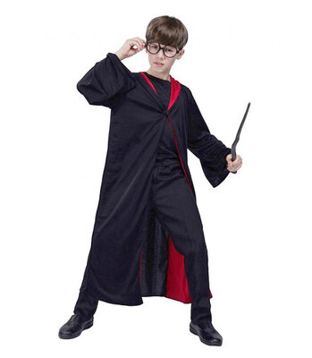 Detský čarodejnícky plášť, čierny