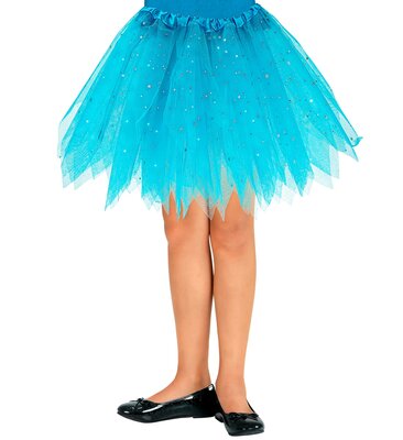 Dievčenská lesklá tutu sukňa, modrá (30 cm)