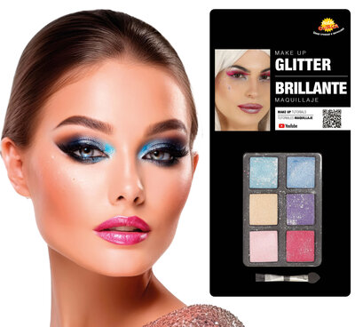 Paleta očných tieňov s trblietkami a štetcom