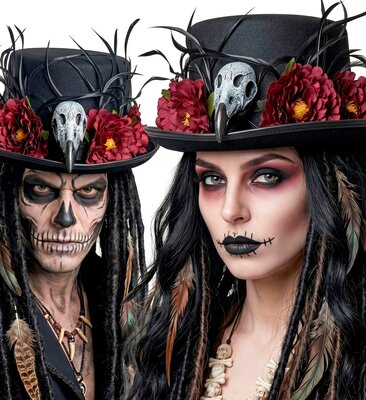 Voodoo cylindr s lebkou a kvetinami
