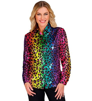 Dámska dúhová košeľa s flitrami na párty