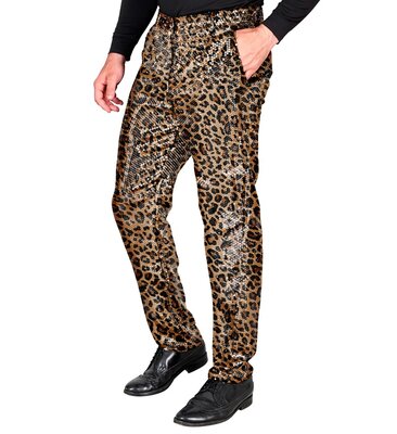 Pánske nohavice s flitrami a leopardím vzorom