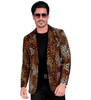 Pánske hnedé sako s leopardím vzorom