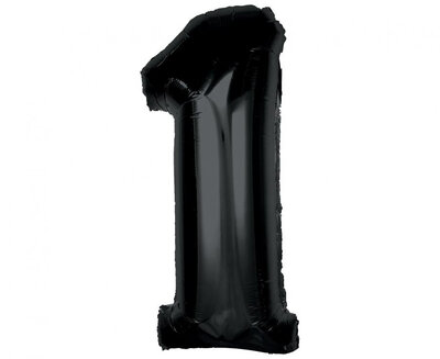 Fóliový balónik s číslom jedna, čierny, 92 cm