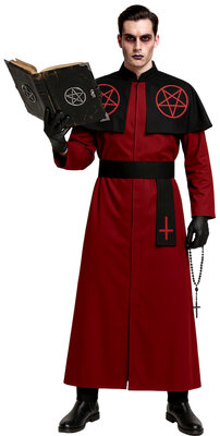 Pánsky kostým satanistického kardinála, červený