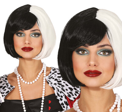 Čierno-biela parochňa Cruella de Vil